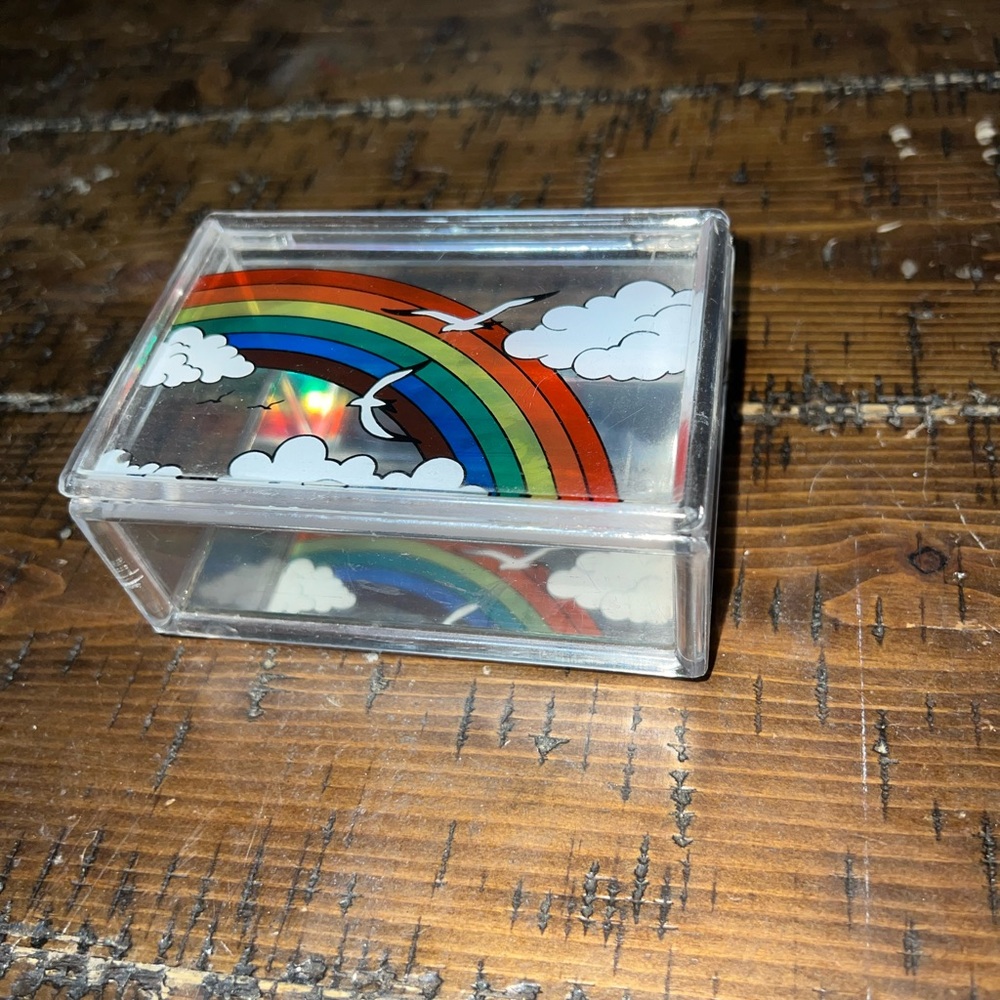 Vintage Lucite? Plastic? Rainbow Mirror Trinket Box